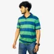 Men's Premium Blue Green Striped Polo T-Shirt